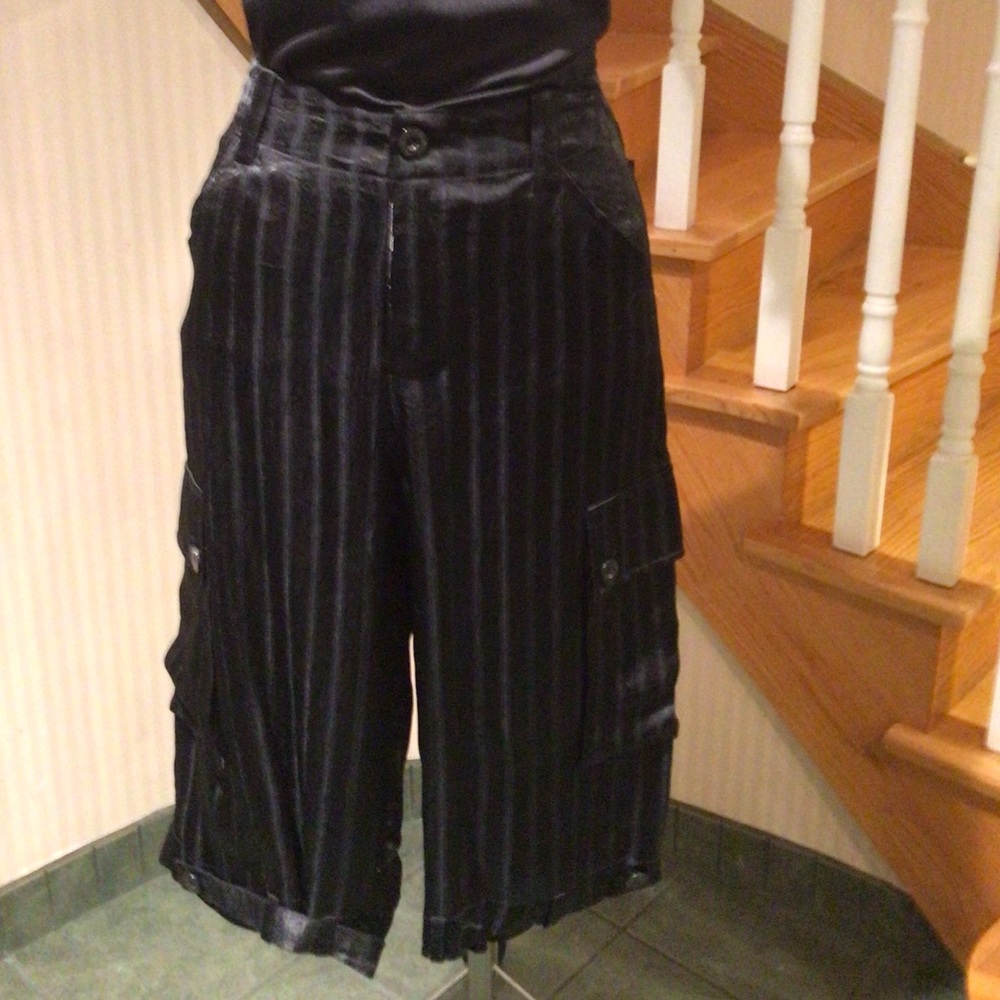 Black Bermuda shorts light weight satin material